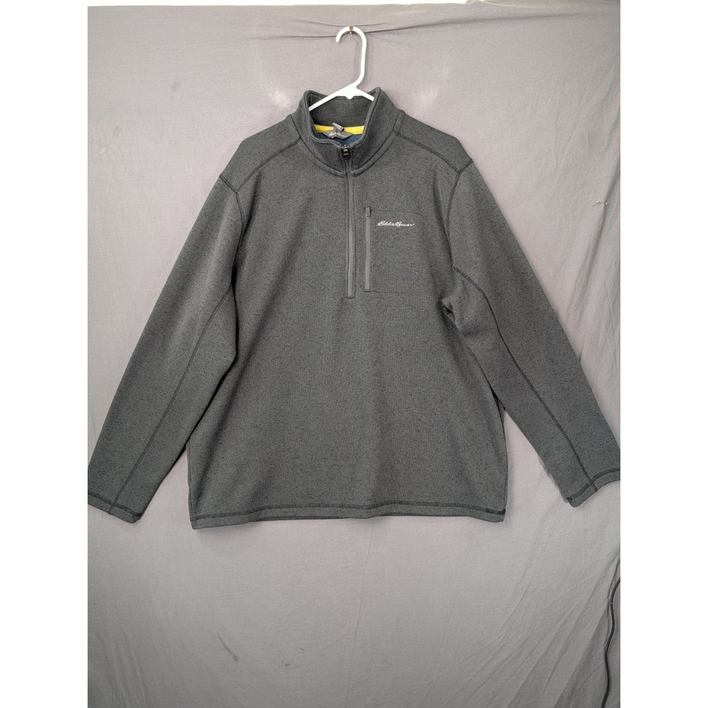 Eddie‎ Bauer Mens 2XL Gray Quarter Zip Pullover Sweater